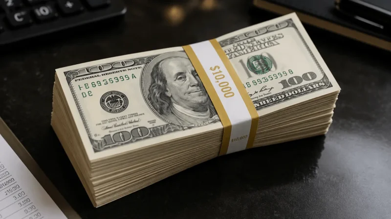 how many $100 bills make $10000